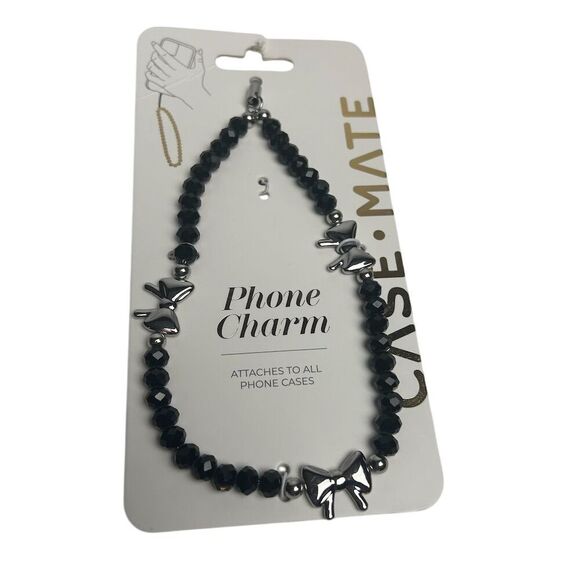 Case-Mate Black Beaded Phone Charm with Metal Accents Universal Fit - Picture 2 of 8